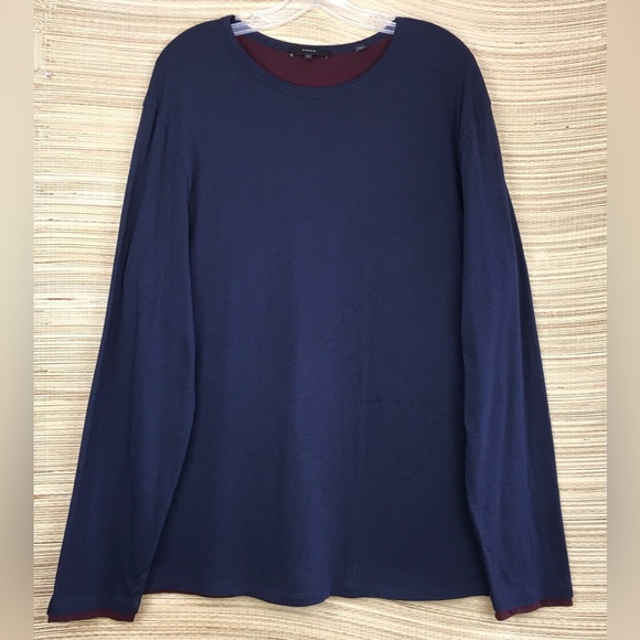 VINCE. 100% Pima Cotton Crew Neck Double Layer Ling Sleeve Tee In Size XL - Picture 3 of 9
